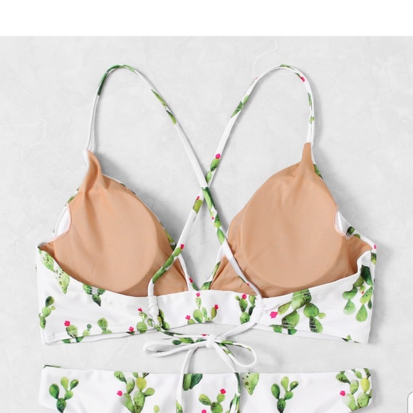 Cactus Print Cross Back Bikini Set - Picture 2 of 6